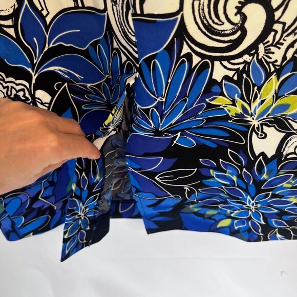 Dana Kay White & Blue Maximal Paisley Print Shift/Sheath Office Dress Size 8 - Picture 6 of 10